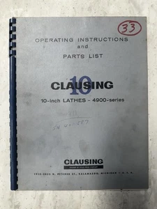 OME Clausing 4900 10-Inch Lathe Parts Catalog & Operator Instruction Manual - Picture 1 of 5