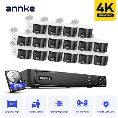 Sistema de cámara de seguridad ANNKE 16CH NVR 4K 180° doble lente color POE audio bidireccional Foto 1 de 4
