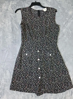 Mameluco Northern Traditions para mujer mediano negro estampado de garabatos abotonados años 90 Foto 1 de 4