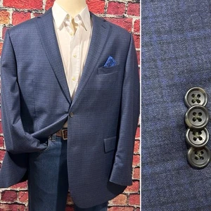 JOS A BANK RESERVE MENS BLAZER SIZE 48L LONG FIT BLUE PLAID TAILORED FIT JACKET - Picture 1 of 15
