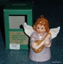 1977 Goebel Purple Angel With Lute Bell Christmas Tree Ornament With Box - GIFT!