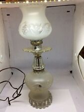 Frosted Glass Hurricane Lamp Vintage 14” Tall