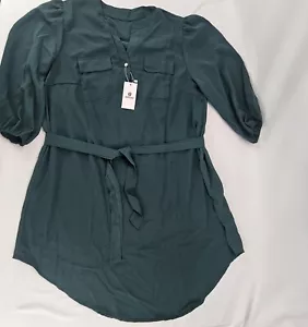 Women Plus Size 4XL Dress Sexy Casual V Neck Summer Midi Green - Picture 1 of 11