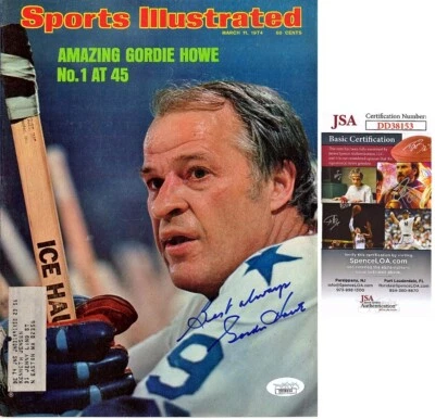 Revista firmada por Gordie Howe Sports Illustrated SOLO CUBIERTA 3/11/74 fallecida - JSA Foto 1 de 2