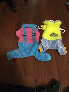 Pet 2 Dog Jumpsuit L Yellow & Med Pink & Blue Pattern Jumpsuits Warmer Outfit - Picture 1 of 3