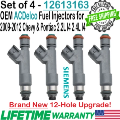 NEW ACDelco 4Pcs OEM 12-Hole Upgrade Fuel Injectors for 09-11 Chevy HHR 2.4L I4 Foto 1 de 4