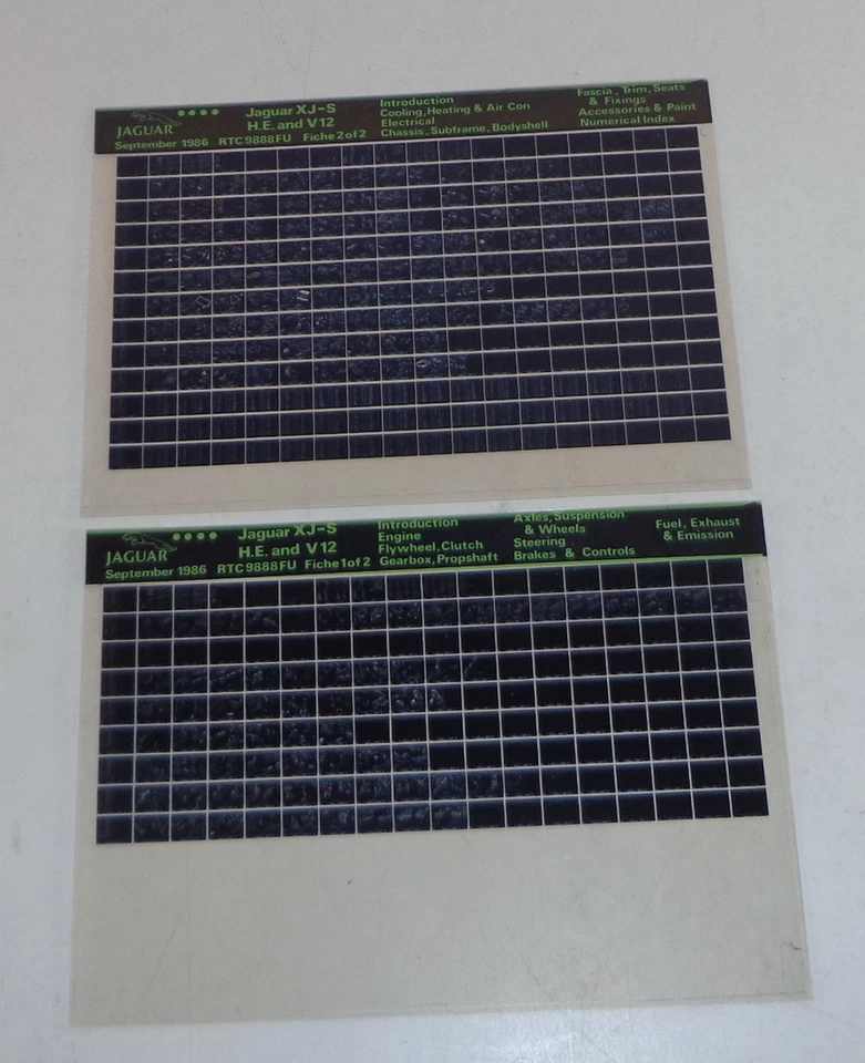 Catalogo Parti Di Ricambio Microfich Jaguar XJS H.E & V12 Aggiornato 09/1986 - Immagine 1 di 1
