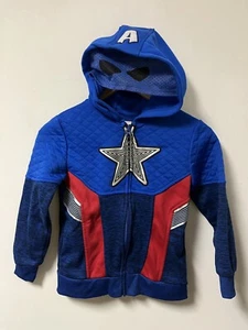 marvel avengers captain america kids hoodie size 7 costume disney mask full zip - Picture 1 of 7