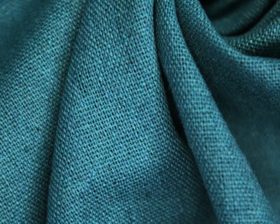 Linen Mix Fabric - Teal Green - Plain Linen Craft Dress Fabric Material Metre - Image 1 of 4
