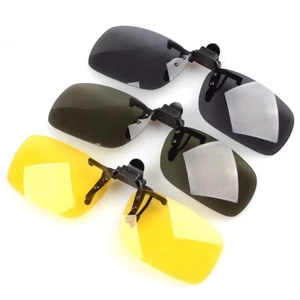 Unisex Clip On Flip-Up Sunglasses Anti-UV Night Vision Driver Goggles Glasses - Picture 1 of 17