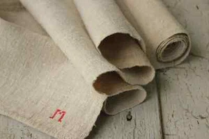 Plain Linen Grain sack Fabric Antique homespun hemp M monogram upholstery proje - Picture 1 of 10
