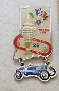 PHOENIX 1981~ INDIANA 25~#12 RACE CAR~LIONS CLUB PIN - Picture 1 of 4
