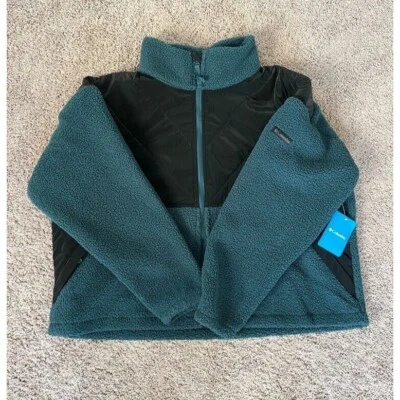 Chaqueta verde polar con cremallera completa borde ascendente Columbia talla XXL para mujer $90 nueva con etiquetas Foto 1 de 4