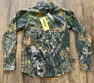 Vintage Field Staff Youth Twill Hunting Shirt Mossy Oak Button Up Large & XL - Picture 1 of 9
