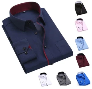 New Men's Shirts Casual Formal Slim Fit Shirt Top Long Sleeve PS27 - Picture 1 of 10