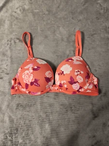 Victoria's Secret PINK Size 32B Super Push Up Bra Floral - Picture 1 of 3
