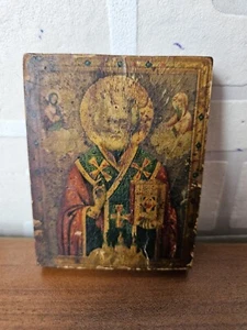 RRR RARA ICONA Antica Vintage San Nicola Cromolitografia Non Dipinta - Foto 1 di 5