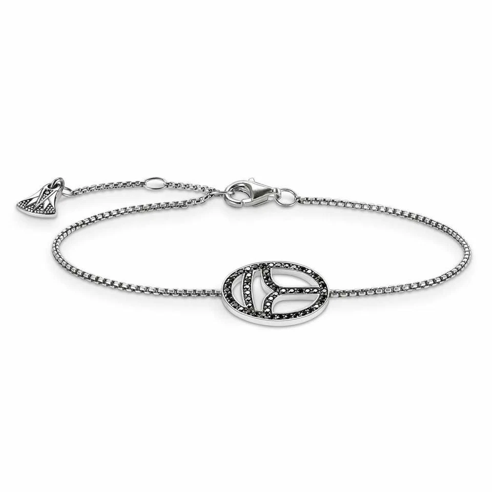 THOMAS SABO Silver Black Cubic Zirconia Scarab Symbol Bracelet A1528-643-11-L19. - Image 1 of 1