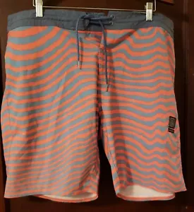 Volcom Stoney Shorts 40 Orange/Gray 8.5" Inseam Elastic Drawstring Waist Pocket - Picture 1 of 11