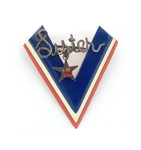 Vintage Antique WW2 WWII Sterling Forget Me Not Sister V For Victory Brooch Pin - Picture 1 of 4