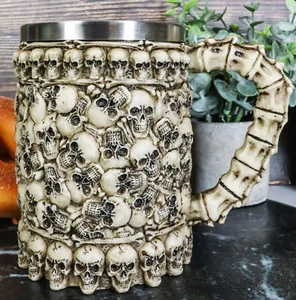 Ebros Gift Skull Bone Ossuary Beer Stein Tankard Coffee Cup Drink Mug 14oz - Picture 1 of 6