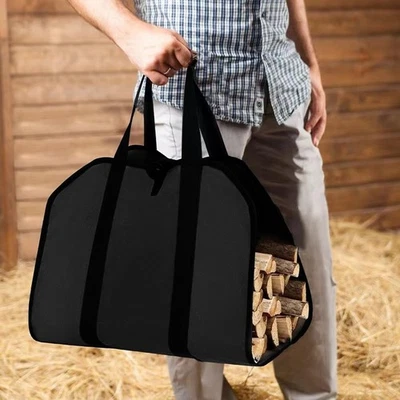 Heavy Duty Firewood Storage Bag with Adjustable Double Ring Strap and Handle - Image 1 of 4