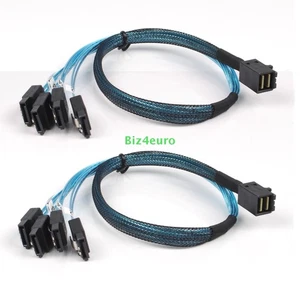 2PCS Internal HDD Mini SAS Cable SFF-8643 To 4 SATA Connect to Hard Drive 50CM - Afbeelding 1 van 9