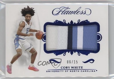 2019-20 Panini Flawless Collegiate Rookie Sapphire /15 Coby White #8 Patch RC - Image 1 of 2