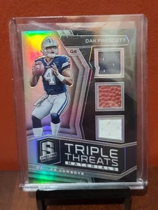 2017 Spectra Dak Prescott Triple Threats Relecs 21/50 silver Dallas Cowboys - Picture 1 of 4
