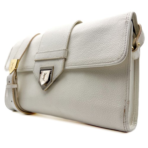 SAINT LAURENT (YSL) Borsa a tracolla Saint Laurent Cassandra in pelle avorio borsa YSL oro autentica