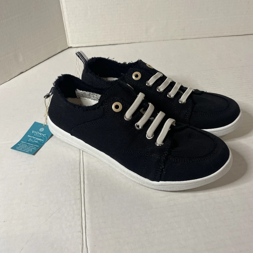 Vionic Beach Pismo 10011625001 Sneakers Women's US 7 Black Canvas Shoes KHD2333