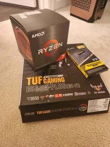 Cpu Mobo Ram Combo asus tuf gaming b550m-plus Wifi Amd 5800XT Corsair 64 Gb - Zdjęcie 1 z 7