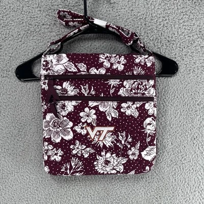 Vera Bradley Virginia Tech Triple Cremallera Bandolera Xbody Floral Cartera AOP NUEVO CON ETIQUETAS Foto 1 de 4