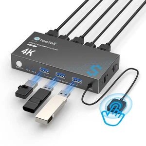 USB 3.0 HDMI KVM Switch 1 Monitore 2 Computer, 4K@60Hz KVM Switches für 2 Co... - Bild 1 von 8