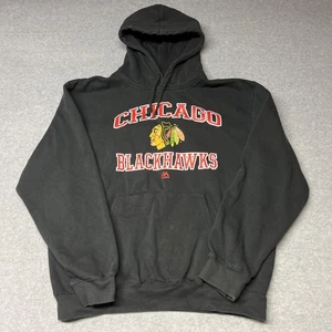 Majestic Herren Chicago Black Hawks Hoodie Gr. XL Sweatshirt Hockey Strings schwarz - Bild 1 von 7
