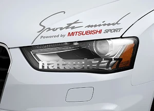Calcomanía de carreras Sports Mind Powered by MITSUBISHI SPORT emblema pegatina PLATA/ROJO - Imagen 1 de 1