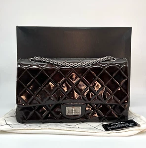 Chanel 2.55 Reissue Double Flap Bag 227 in Brown Patent Leather - Picture 1 of 24