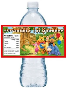 20 ~ WINNIE THE POOH BIRTHDAY PARTY FAVORS WATER BOTTLE LABELS - Picture 1 of 1
