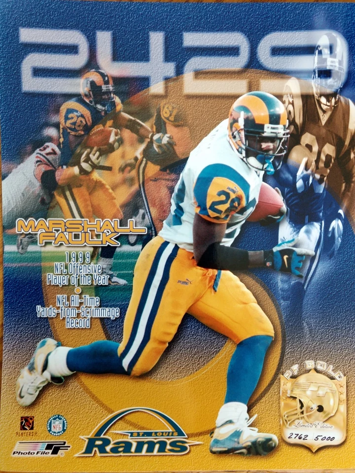 FOTO 8x10 Jugador Ofensivo del Año NFL Marshall Faulk 1999 St. Louis Rams Foto 1 de 1
