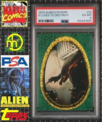 1979 Topps Alien Sticker - 22 Xenomorph / It Lives to Destroy! - PSA 6 EX-MT - Image 1 of 4