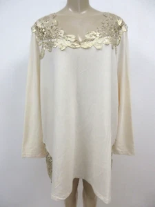 JOAN BOYCE IVORY & METALLIC GOLD LONG SLEEVE LACE TOP SIZE 2X - NWD - DISCOLORED - Picture 1 of 10