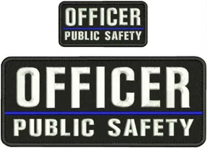 OFFICER PUBLIC SAFETY  EMBROIDERY PATCH 4x10 and 2x5 HOOK ON BACK BLK/WHITE  - Picture 1 of 1