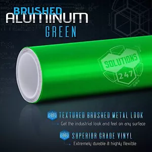 12" x 60" Inch Green Brushed Aluminum Vinyl Wrap Sticker Decal Air Bubble Free - Picture 1 of 8