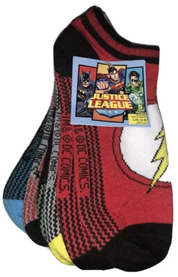 Calcetines Corte Bajo Liga de la Justicia 5 Pares Niños Jóvenes L3-9 Multicolor Héroes Flash Bat Foto 1 de 4
