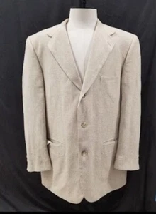 Bert Pulitzer Mens Beige Silk Two Button Long Sleeve Blazer Jacket Size 42R - Picture 1 of 7