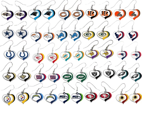 glitter heart earring dangle swirl charm NFL Pick your team Cover