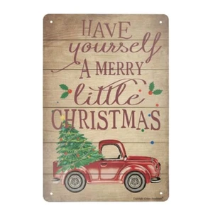 New Metal Tin Sign Retro Vintage Have Yourself A Merry Little Christmas Red Truc - Picture 1 of 1