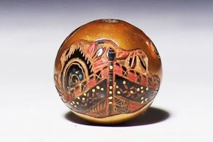 Netsuke Inro Ojime Sagemono Meiji Japonés Antiguo Maki-e Llama Tambor Cordón Cuentas - Imagen 1 de 6
