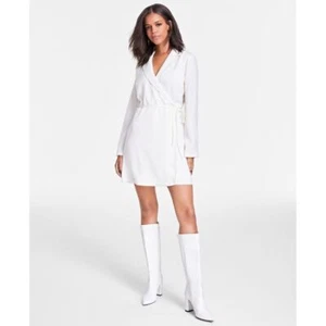 NWT Bar III Women's Tuxedo Mini Dress Winter Ivory Size XS - Picture 1 of 9
