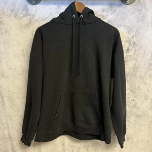 Vintage 90s Hanes Black Blank Hoodie Sweatshirt Mens Large 24x25.5 Skate Y2K - Bild 1 von 12